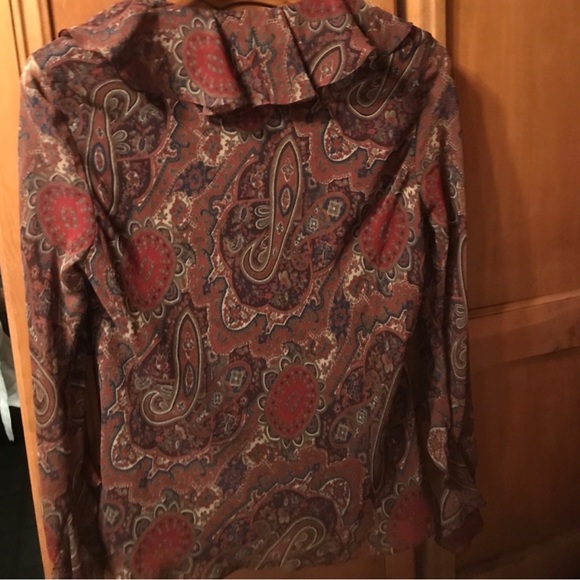 Make Offer Lauren Ralph Lauren Women's Paisley Blouse - Brown Garnet Size 12 - Picture 4 of 8